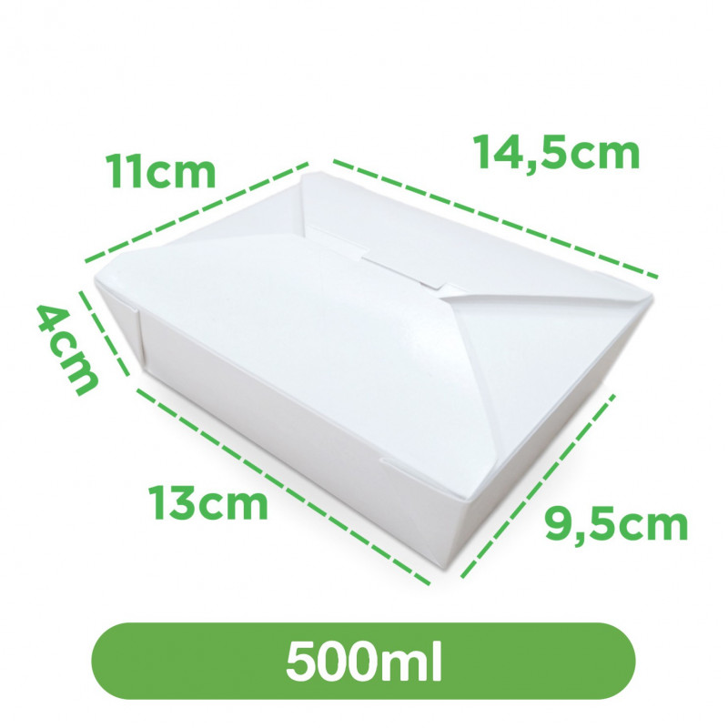 Box 500ml Marmita branca fit - freezer, forno e micro-ondas | 120 unidades